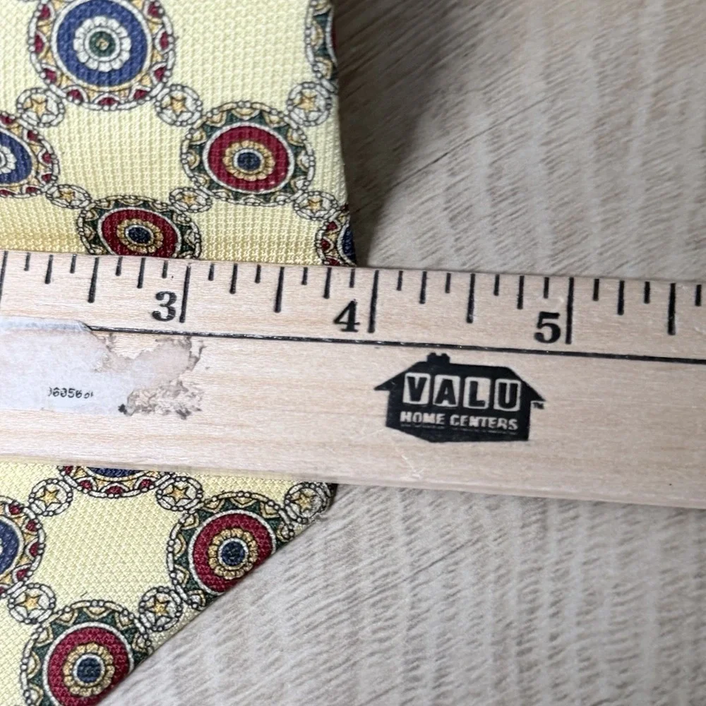 Tommy‎ Hilfiger Geometric Medallion Print Tie Yellow Blue Red Designer Vintage